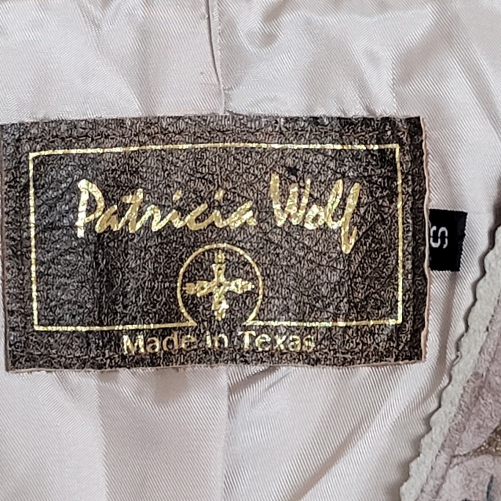 Vintage Patricia Wolf Vest Womens S Hand Painted Suede Fringe Western Boho Texas - Picture 2 of 16